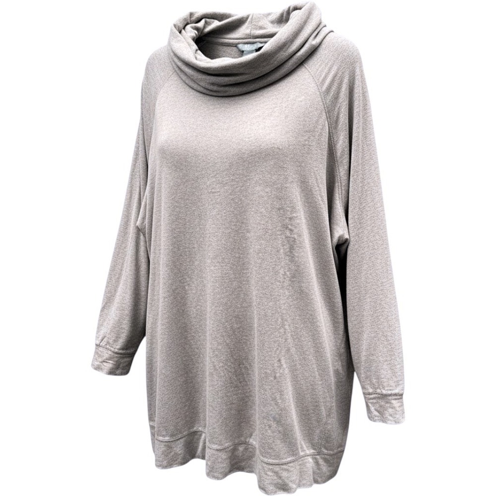 Natural Reflections Women 2X Taupe Cowl Neck Raglan Long Sleeve Pullover Top